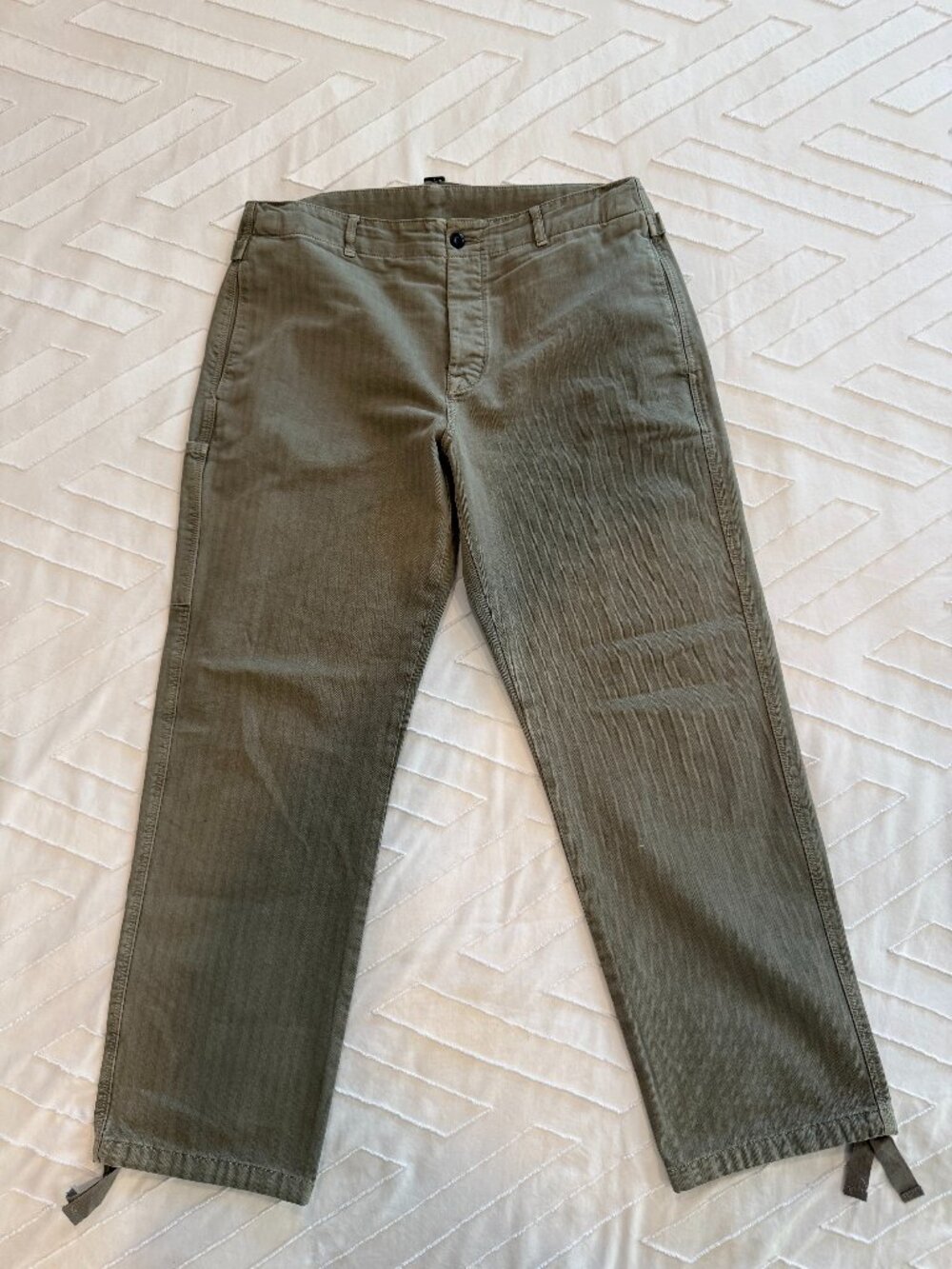 Zara Man Olive Green Utility Trousers with Belt Size 34